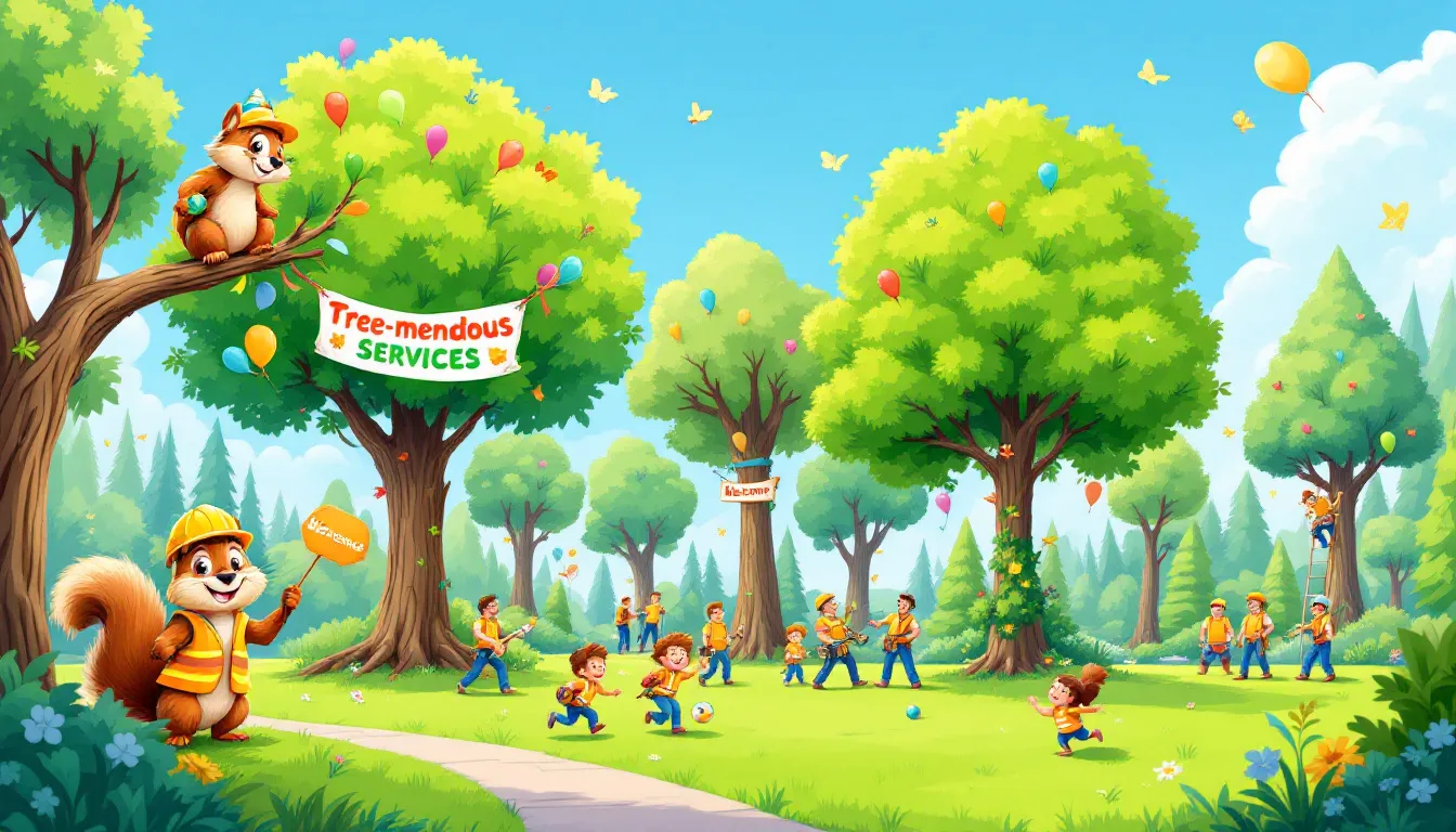 A commercial property with well-maintained trees, illustrating commercial tree services.