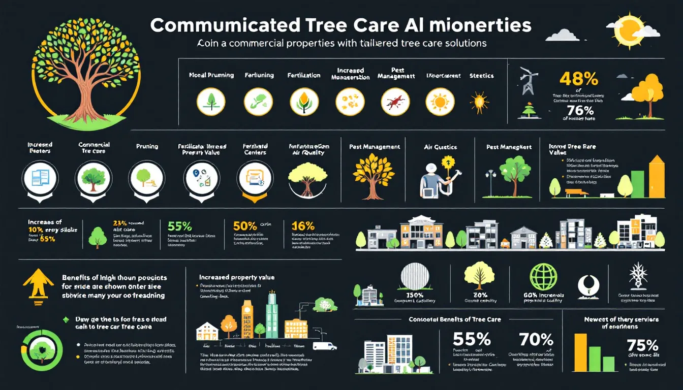 Diverse commercial properties with tailored tree care solutions.