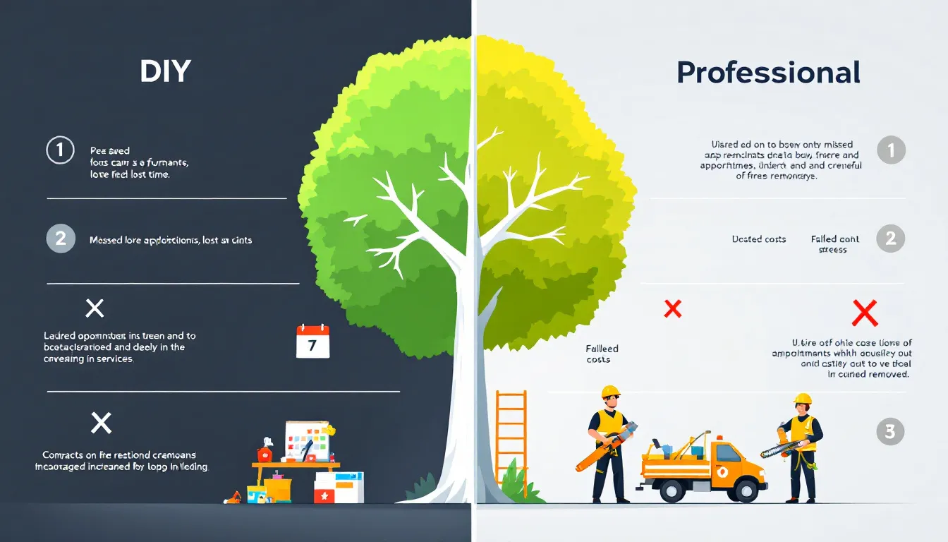 Comparison of DIY vs. professional tree removal services.