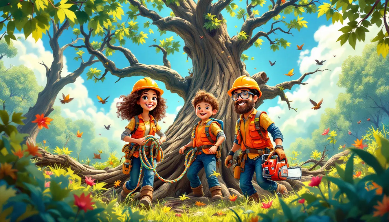 An emergency tree service team responding to a fallen tree.