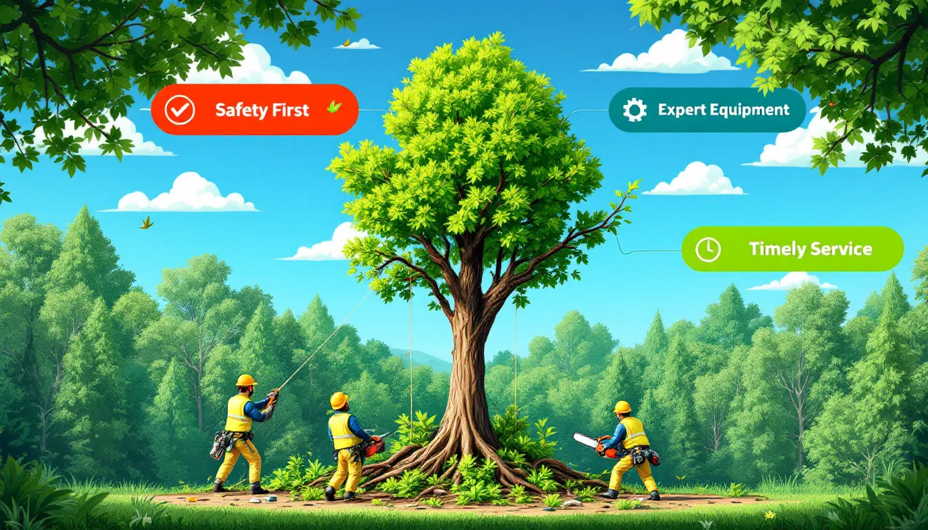 A professional tree service team working on tree removal.
