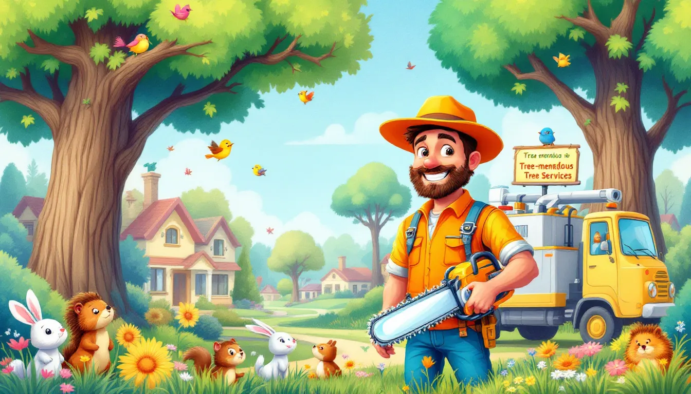 A professional performing tree services in a residential area, showcasing affordable tree service options.