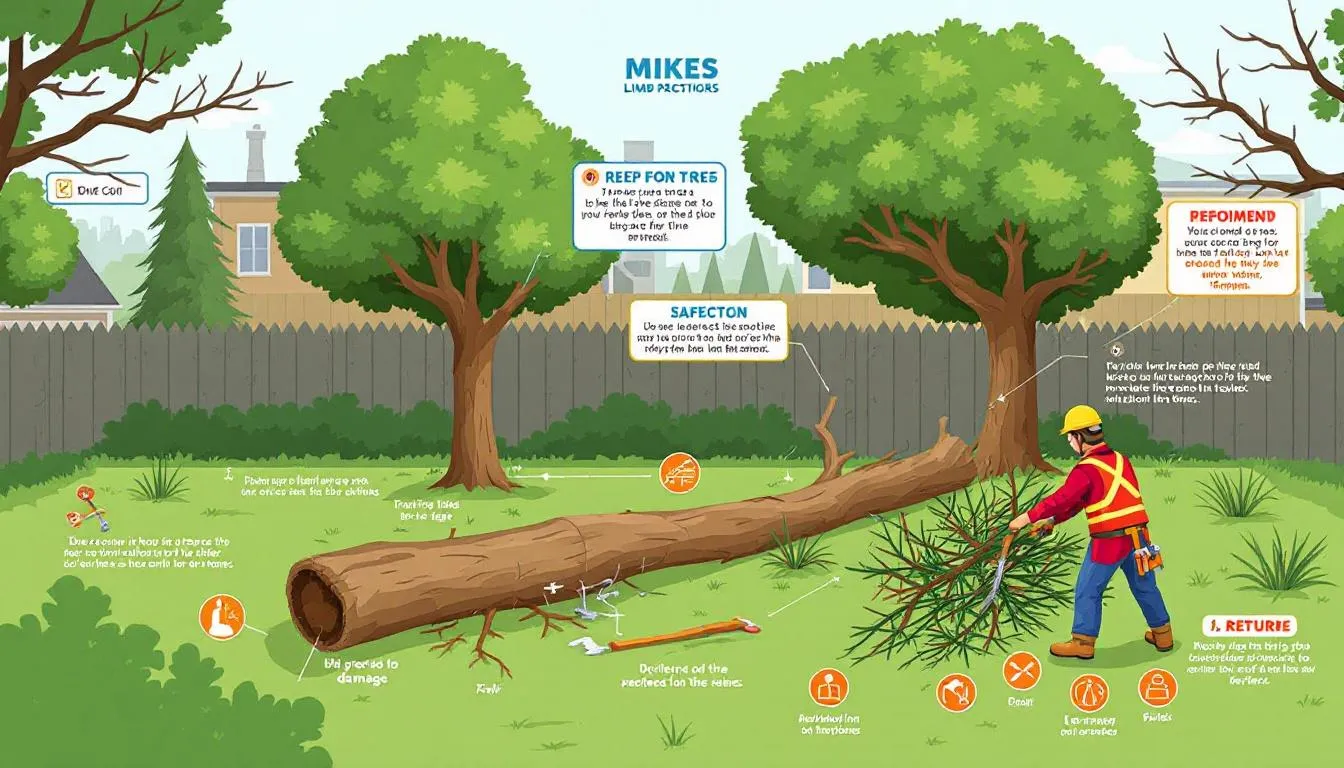 Fallen trees in a backyard that need to be dealt with.